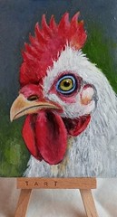 Original Acrylic Painting Village White Rooste Small Wall Art 6 x 4 in