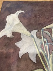 Antique Watercolor Painting on Paper 30s Brazilian Edwiges Jacobusich- Flower