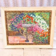 Original Susan Kuznitsky Oil Painting Framed French Floral Garden Bonjour Signed