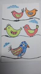 Whimsical Abstract Bird 4×6 Painting Folk Art Original Gat Paintings