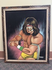Ultimate Warrior Black Velvet Painting 19×23″ wrestling Wwf CWA UWF wcw dingo