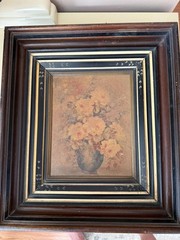 Antique Floral Still Life Oil Painting Roses in Vase Signed A. D’Canna, Original