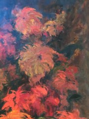 VINTAGE abstract floral flower original oil PAINTING by Walsh 67 modernism mums