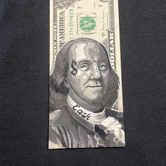 Benjamin Franklin CASH 1 Dollar Bill Original painting Graffiti Art Street Art