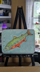 ACEO Brook Trout 3/7 Fishing Series Watercolor Handdrawn Original OOAK