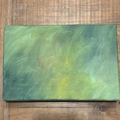 Beautiful Engraved Hand Painted Green and White Dogwood Wood Block Art Piece