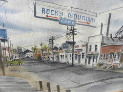 Butte Montana watercolor painting beloved citizen artist Leroy Cottom 1931-2010