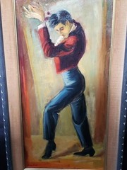 EDITH MONTLACK ORIGINAL SIGNED OIL PAINTING MALE FLAMENCO DANCER 29 x 17