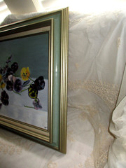 GORGEOUS! Large Signed Original Oil on Canvas Yellow and Purple Violets 31 x 25