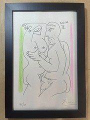PABLO PICASSO drawing framed on sealed and signed wood