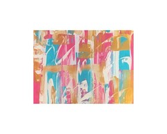 9×12 Painting Original Art Abstract Expressionism Pink Teal Gold Wall Decor OOAK