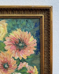 Impressionist Floral Still Life Oil Painting Art Deco 42x42cm