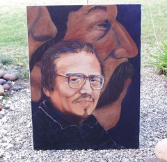 VINTAGE PAINTING EMIGDIO VASQUEZ PORTRAIT DEPICTS MEXICAN-AMERICAN ARTIST,SIGNED