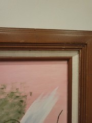 Vintage Pink Rose Painting On Trellis Signed Madeline Rusch 1994