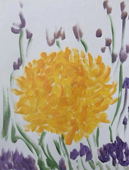 Original Hand Painted 11×14 Yellow Flower Still Life Acrylic Paper Signed Art