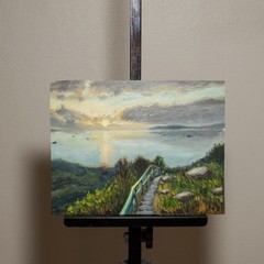 Original Small Oil Landscape Painting Lantau Island view Hong Kong 19×25 cm
