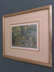 2 Claude Monet Paintings In Gold-tone Glass Frame Bridge Over… & Water Lillies