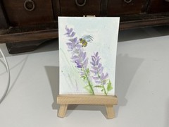 Aceo Painting By Kenna Lavender & Bee Art 2.5” X 3.5” Signed Original