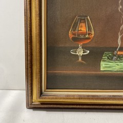 DEFECTIVE Cognac Cigar Still Life Canvas Painting G3D