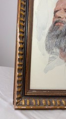 Vintage original Sol Schreibman Jewish Rabbi Man watercolor painting portrait