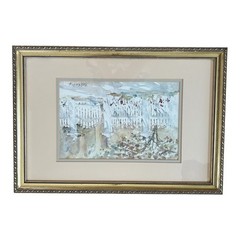 Beth Eidelberg Watercolor Painting SIGNED „Shadowed Walk“ Professionally Framed