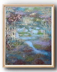 Original painting “Golden Flow”( W 17 x H 20 )by Raxana