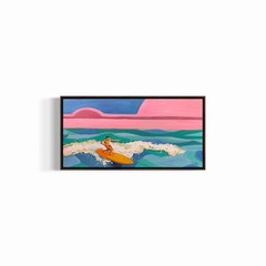 Original Oil Painting 10×20 Surfer Coastal Art Contemporary Beach Painting
