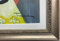 ITZCHAK TARKAY „OUTDOOR CAFE“ HAND SIGNED ORIGINAL OIL ON CANVAS- FRAMED ART