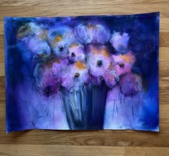 Original Watercolor Painting 18×24 Abstract Flowers Ships Boarded OOAK Unframed