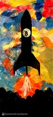 Mary Myers Original „To the Moon“ Signed Art