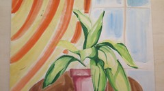 19 11/16×25 3/16in Old Painting Watercolour On paper Inside With Nature Still