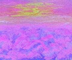 ACEO Art Card Purple and Pink Sunset Clouds Original Acrylic Painting