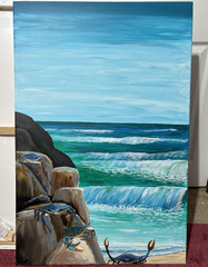 Vikki Matheson Art – Original Signed Seascape Ocean Waves Canvas 24×36 Unframed