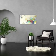 Large Textured Geometric Abstract Oil Painting Modern Color Blocks 20×36″ Canvas