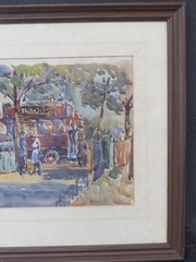 London Omnibus Bus Transport Edwardian Painting c.1910 Grace Collcutt b.1875