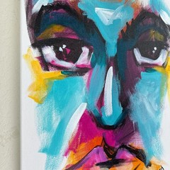 Original Abstract Man Face Painting 11×14 Loose Brush Strokes Canvas Wall Art