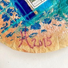 Filtered 4 Original Art Acrylic Collage Painting Round Artwork 7.75in Diameter