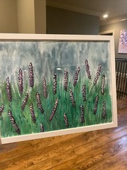 11/14 Watercolor Painting On Paper,framed,landscape,lavender,field