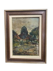#7293 Oil On Wood Painting by the Brazilian Artist Jose Cavaliere dated 1928