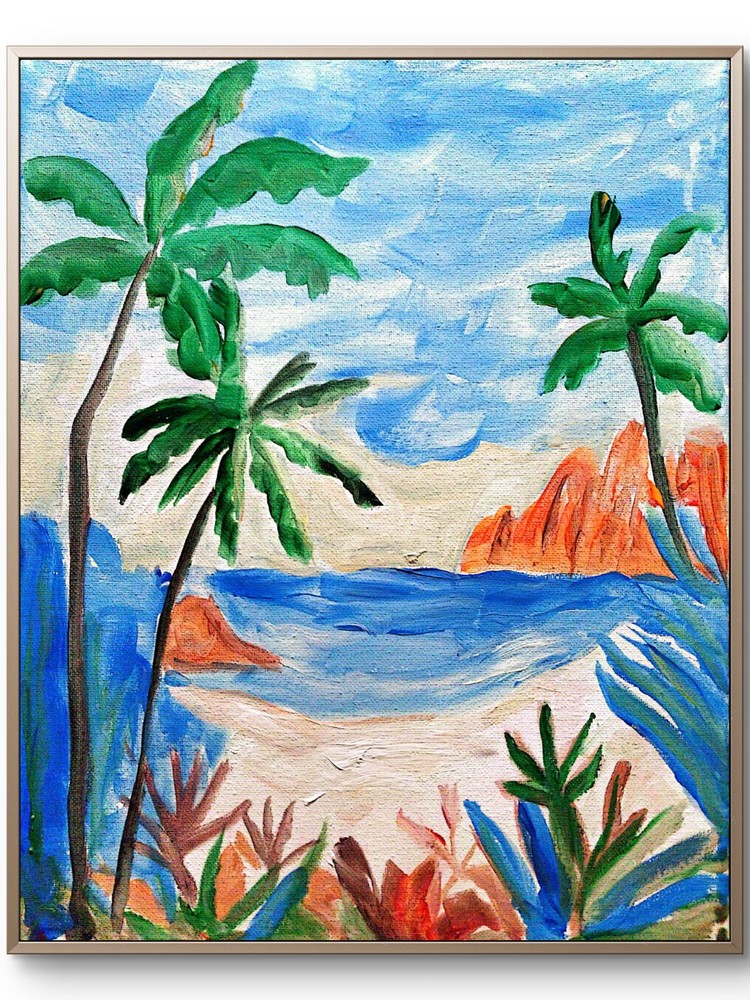 Beach Modern Abstract Original Signed Canvas Home Decor Acrylic Art 11×14 BACH