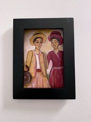 Good Girlfriends Original African American Acrylic Folk Painting Mini Art Card