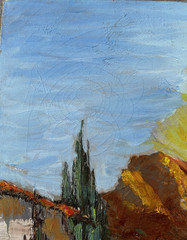 Pablo Espana Original Oil Painting Signed Mid Century Spanish Village 48″x24″