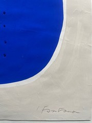 Lucio Fontana Original Painting on Paper Blue Concept Spacial Art Minimalist F84
