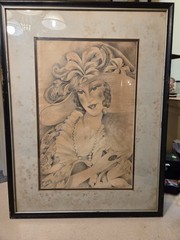 CECILIO D ACOSTA 1983 SIGNED Beautiful Woman FRAMED ORIGINAL DRAWING ART