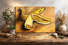 Peeled Banana Painting 11×14 Still Life Acrylic Art