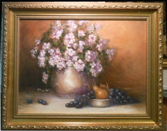 Flowers, Fruit & Old Silver 12×16 Original Oil Painting – Celene Farris, Maine