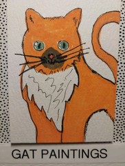 ACEO ATC Original art Impressionist Painting Whimsical Animals Cat Kitten – GAT