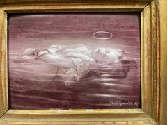 Painting Signed Ophelie Romanticism Porcelain On Copper Painting Enamel 1877