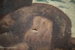 Beautiful Antique Oil Painting of Wooded Landscape with Stream and Trees, Lovely