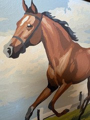 1968 Paint By Numbers – Running Mare and Colt / Horses – Framed 17.5 x 13.5